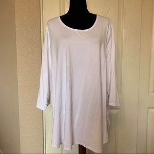 Susan Graver Weekend Essentials 3/4 Sleeve White Top Blouse Size 4XP‎